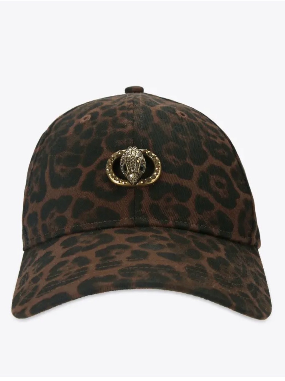 Kurt Geiger Leopard Print Brown and Black Ball Cap with Rhinestone’s/Gold Emblem - Picture 12 of 12